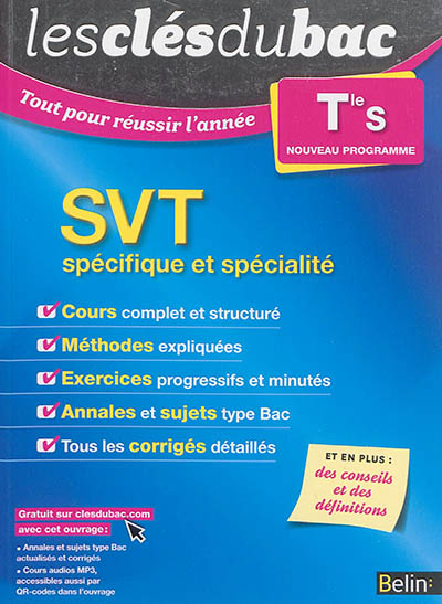 SVT terminale S, spécifique et spécialité : nouveau programme