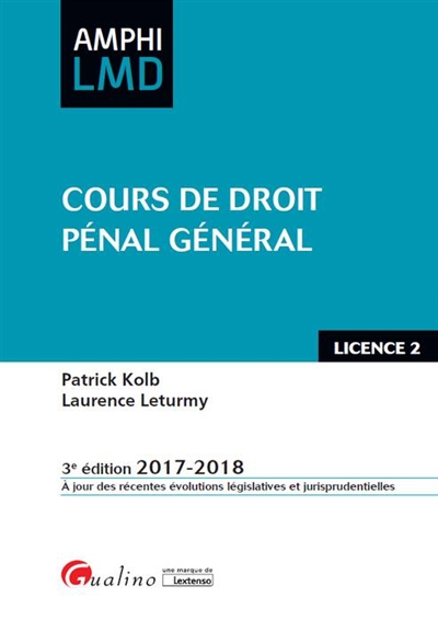 Cours de droit pénal général : licence 2 : 2017-2018