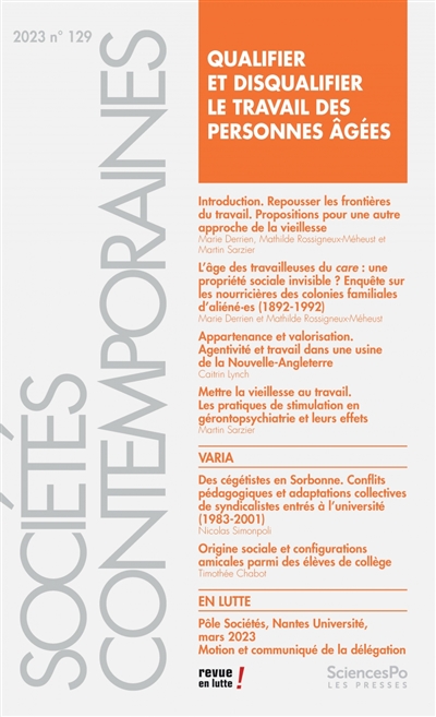 Sociétés contemporaines, n°...