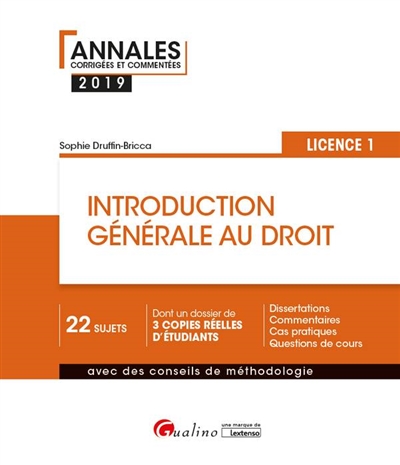 Introduction générale au droit : licence 1 : 2019