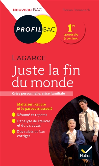 Jean-Luc Lagarce, Juste la fin du monde (1990) : crise personnelle, crise familiale : 1re générale & techno, nouveau bac