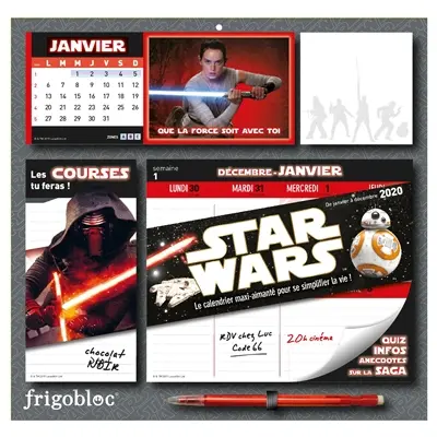 Frigobloc Star Wars 2020 : calendrier d'organisation familiale : de janvier à décembre 2020