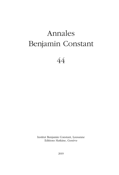 Annales Benjamin Constant, n° 44. Vérité et mensonge