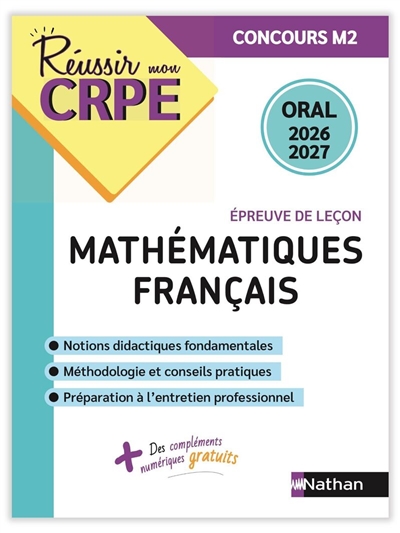 Mathématiques, français, épreuve de leçon : oral 2026-2027 : concours M2