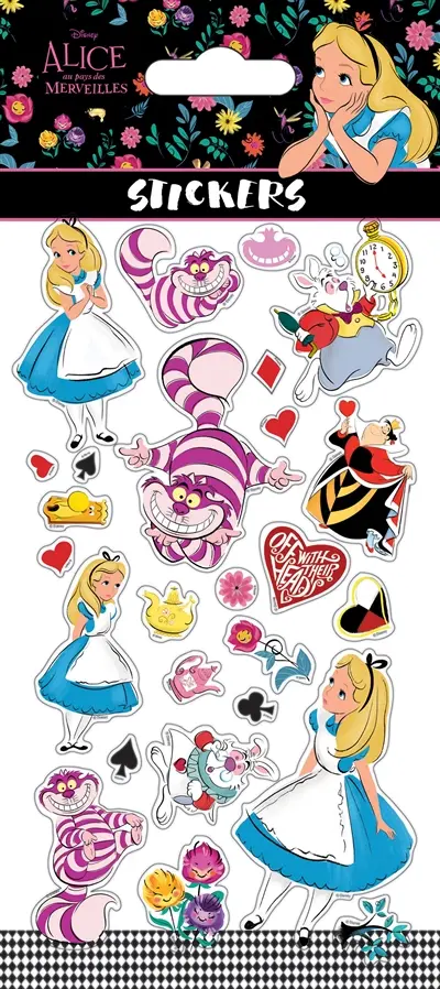 Alice au pays des merveilles : stickers sheets retro puffy