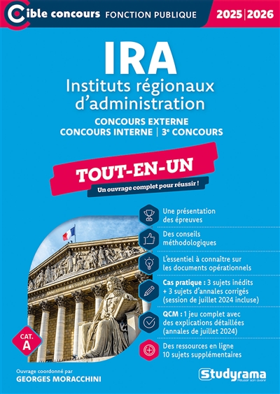 IRA, instituts régionaux d'administration : concours externe, concours interne, 3e concours, tout-en-un, cat. A : 2025-2026