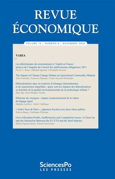 Revue économique, n° 74-6....