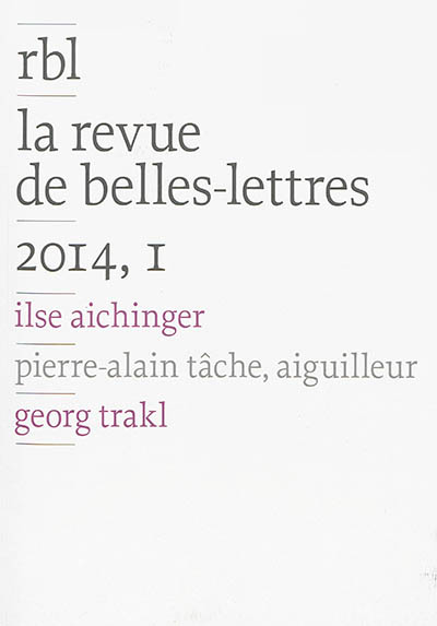 Revue de belles-lettres (La), n° 1 (2014)