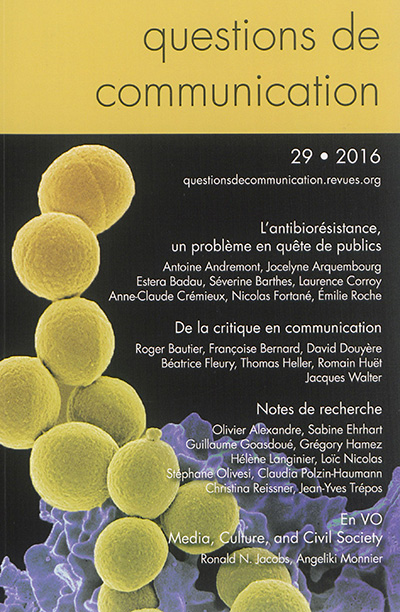 Questions de communication, n° 29. L'antibiorésistance, un problème en quête de publics