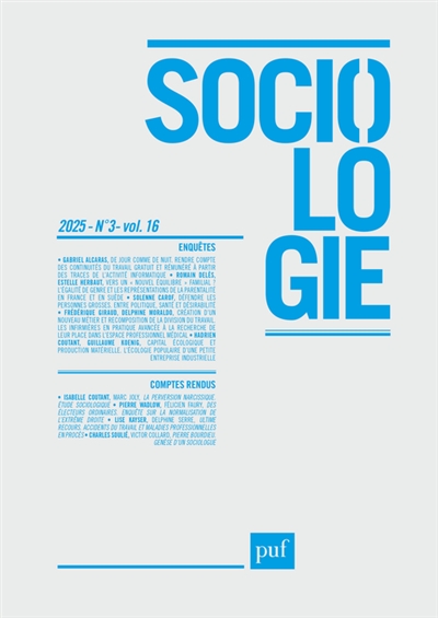 Sociologie, n° 3 (2025)