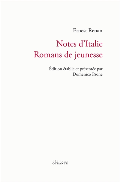 Notes d'Italie : romans de jeunesse