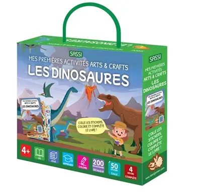 Les dinosaures : colle les stickers, colorie et complète le livre !
