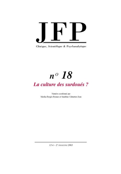JFP Journal français de psychiatrie, n° 18. La culture des surdoués