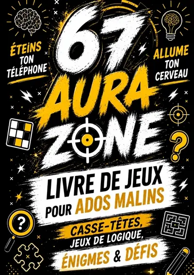 67 Livre de jeux pour ados malins : AURA ZONE: Casse-têtes, jeux de logique, énigmes & défis | Eteins ton téléphone. Allume ton cerveau : Cadeau original pour garçon & fille | Anniversaire, Noël, Pâques