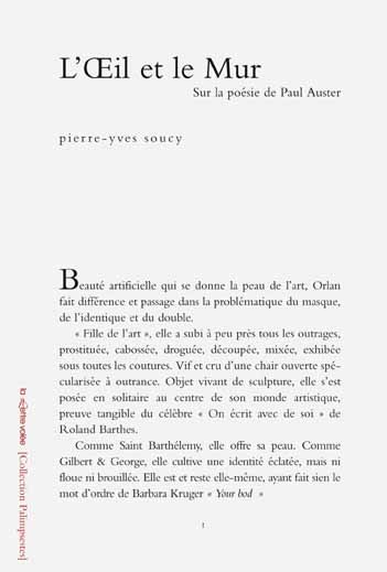 L'oeil et le mur : sur la...