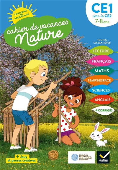 Cahier de vacances nature, CE1 vers le CE2, 7-8 ans : conforme au programme