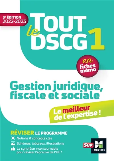 Tout le DSCG 1 gestion juridique, fiscale et sociale : en fiches mémo : 2022-2023