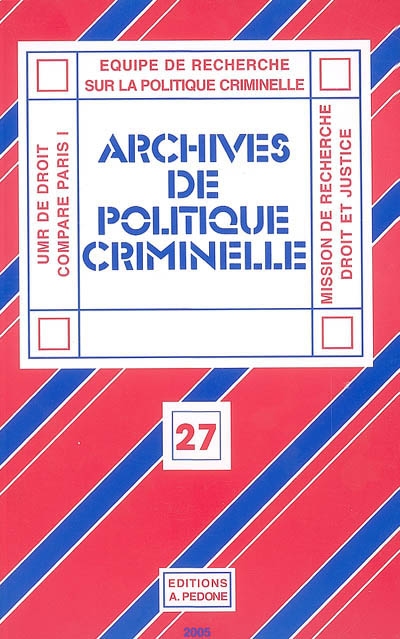 Archives de politique criminelle, n° 27