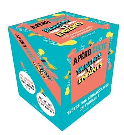 Apéro culte parents vs enfants : 240 questions et défis de compétition ! : testez vos connaissances en famille !