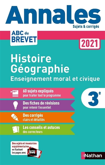 Histoire géographie, enseignement moral et civique 3e : annales 2021