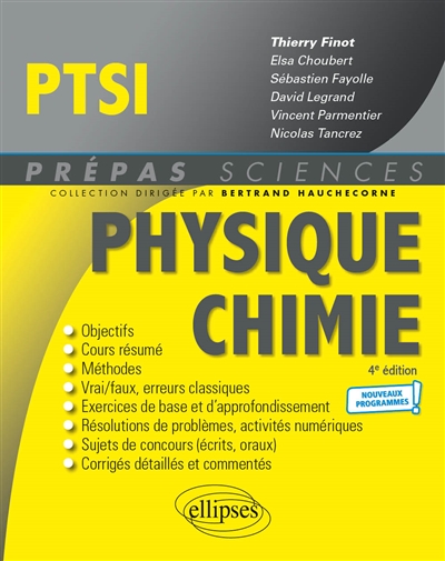 Physique chimie PTSI : nouveaux programmes