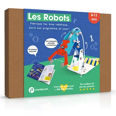 Les robots : Kit Pandacraft 8-12 ans : Fabrique ton bras robotique et joue en le faisant bouger
