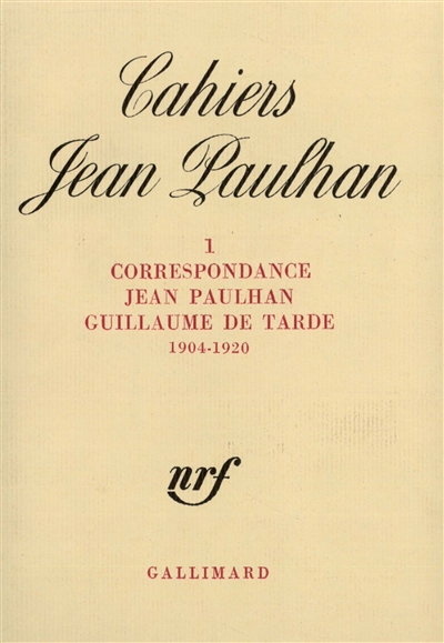 cahiers jean paulhan, n° 1. correspondance, 1904-1920
