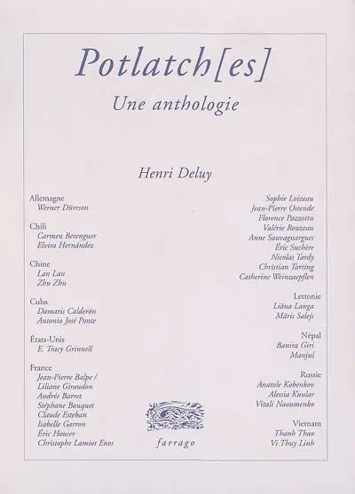 Potlach(es) : une anthologie