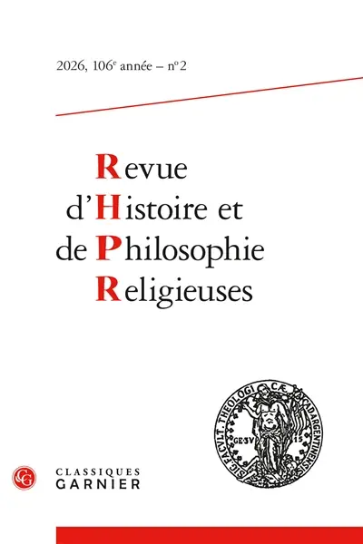 Revue d'histoire et de philosophie religieuses, n° 2 (2026)
