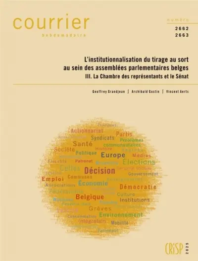 Courrier hebdomadaire, n° 2662-2663. L'institutionnalisation du tirage au sort au sein des assemblées parlementaires belges (III) : la Chambre des représentants et le Sénat