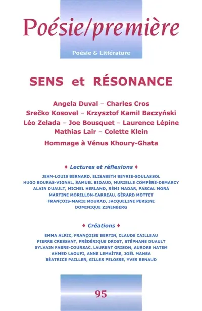 Poésie première, n° 95. Sens et résonance