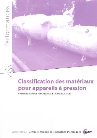 Classification des matériaux pour appareils à pression