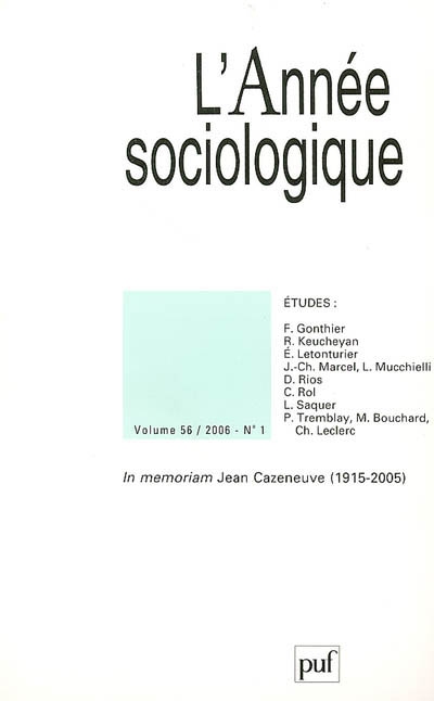 Année sociologique (L'), n° 1 (2006)