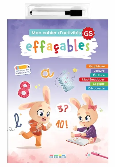 Mon cahier d'activités effaçables, GS : graphisme, lecture, écriture, mathématiques, logique, découverte