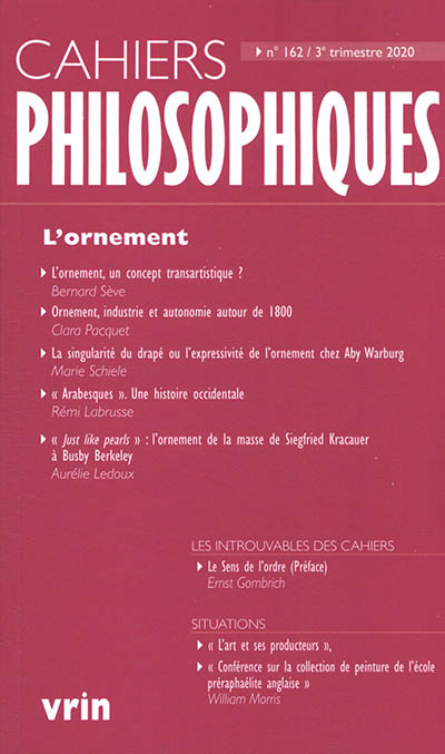 Cahiers philosophiques, n° 162. L'ornement