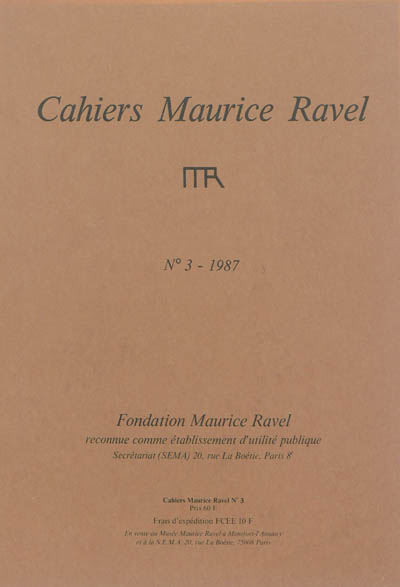 Cahiers Maurice Ravel, n° 3