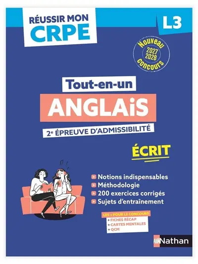 Anglais, 2e épreuve d'admissibilité : écrit L3 : nouveau concours 2027-2028