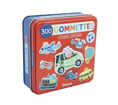 boîte de gommettes métal : les transports