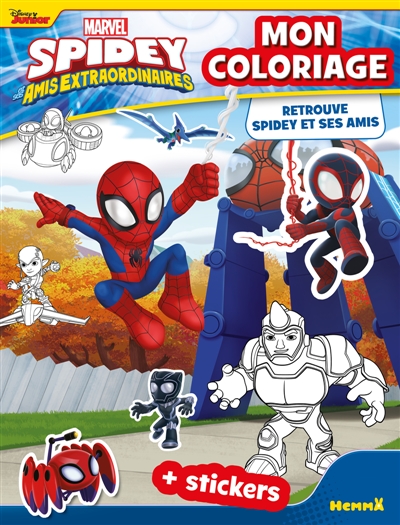 marvel spidey et ses amis extraordinaires : mon coloriage : retrouve spidey et ses amis - + stickers