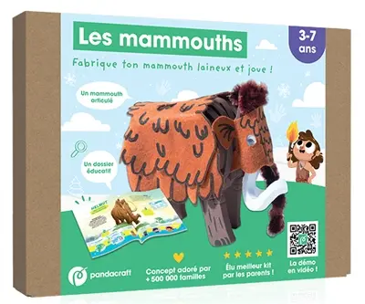 Les mammouths : kit Pandacraft 3-7 ans : Créé ton mammouth laineux et joue !