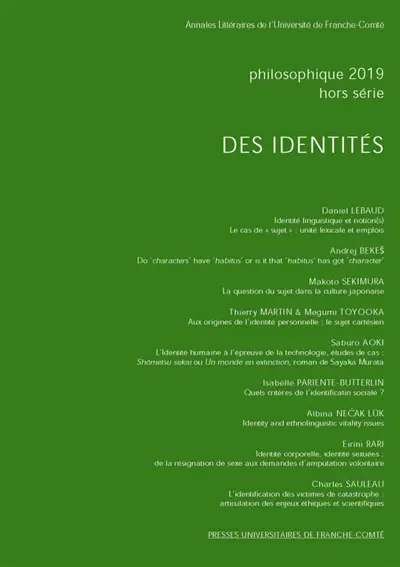 Philosophique, hors-série, n° 2019. Des identités