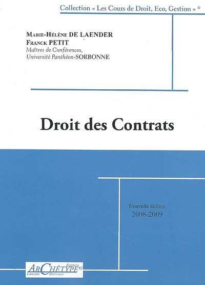 Droit des contrats : cours et exercices corrigés 2008-2009