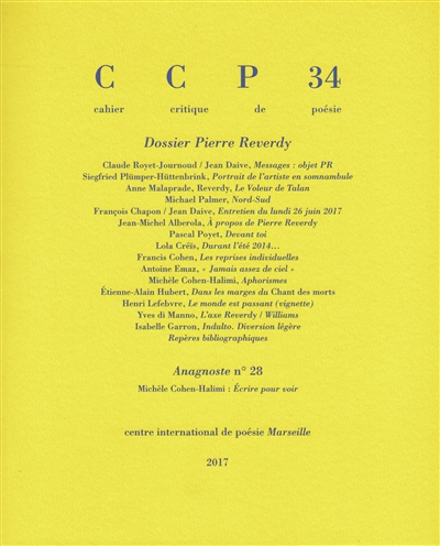 Cahier critique de poésie, n° 34. Pierre Reverdy