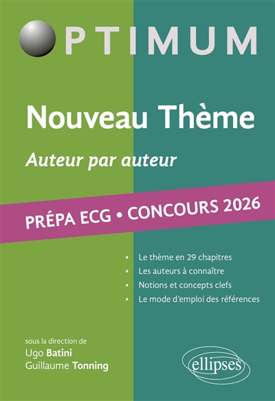 Nouveau thème, auteur par auteur (TP) : prépa ECG, concours 2026