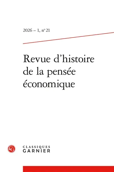 Revue d'histoire de la pensée économique, n° 21 Revue d'histoire de la pensée économique, n° 21