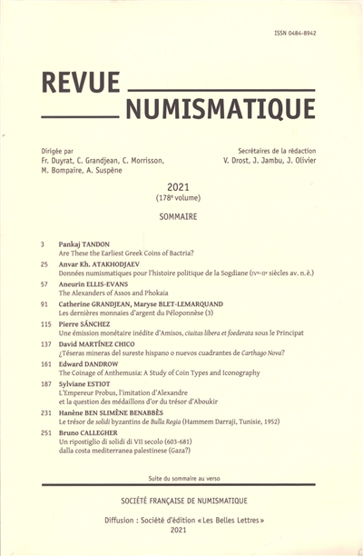 Revue numismatique, n° 178. Varia