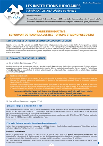 Les institutions judiciaires : l'organisation de la justice en France