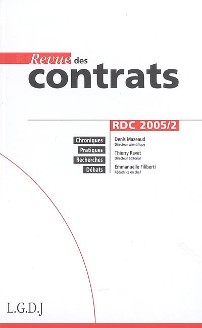 Revue des contrats, n° 2 (2005)