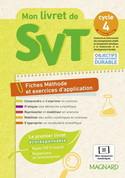 Mon livret de SVT, cycle 4 : fiches méthode et exercices d'application