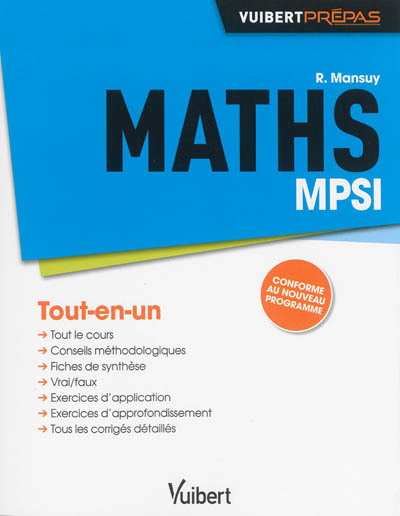 Maths MPSI : tout-en-un